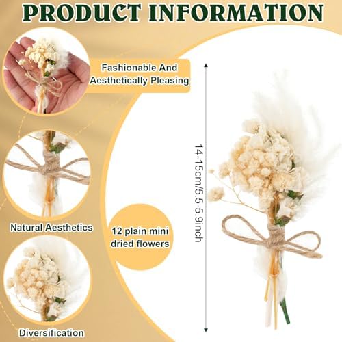 VAIPI 12 Pack Mini Dried Flower Bouquet Boho Artificial Arrangement