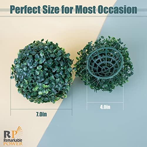 RP Remarkable Power 4 Pack 7 Inch Artificial Topiary Plant Ball Boxwood
