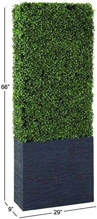 Deco 79 Artificial Topiary Boxwood Hedge with Black Cement Planter