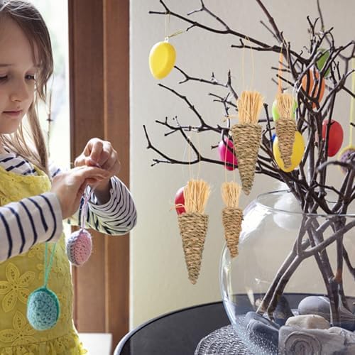 Zerodeko 8pcs Easter Woven Carrot Hanging Ornaments