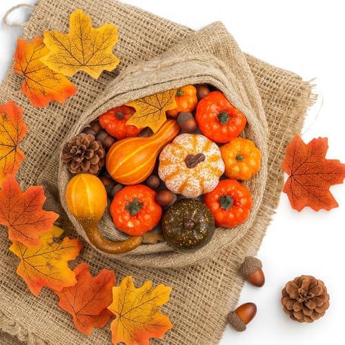 DomeStar 50PCS Artificial Pumpkins Gourds Fall Decor Set