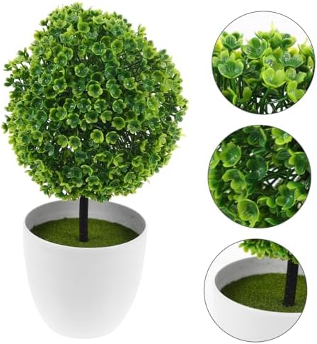 2Pcs Green Plastic Flower Ball Artificial Topiary Decor