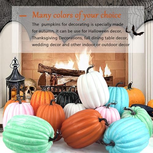 Artmag 8 Inch Artificial Pumpkins 2PCS Fall Decor