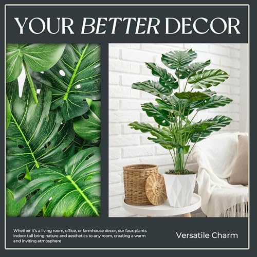 Der Rose 28 Inch Artificial Monstera Plant with White Pot