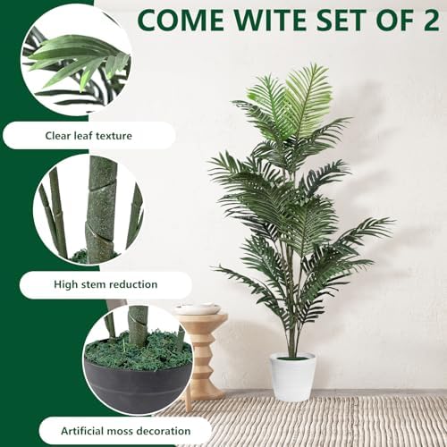 6ft Faux Palm Trees Set of 2 - Indoor Outdoor Artificial Tree