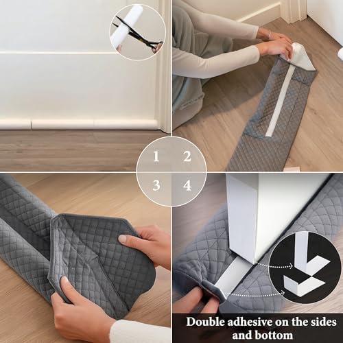 Premium Velvet Door Draft Stopper 30 to 36 Adjustable