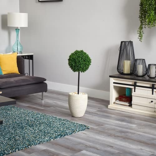 Nearly Natural 3ft Boxwood Ball Topiary Artificial Tree in Oval Planter UV Resistant