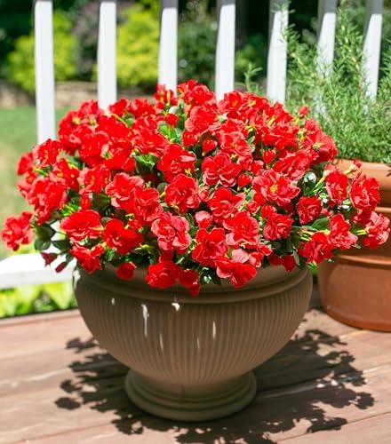 Faux Silk Red Camellia Flowers 3 Bundle Outdoor Decor