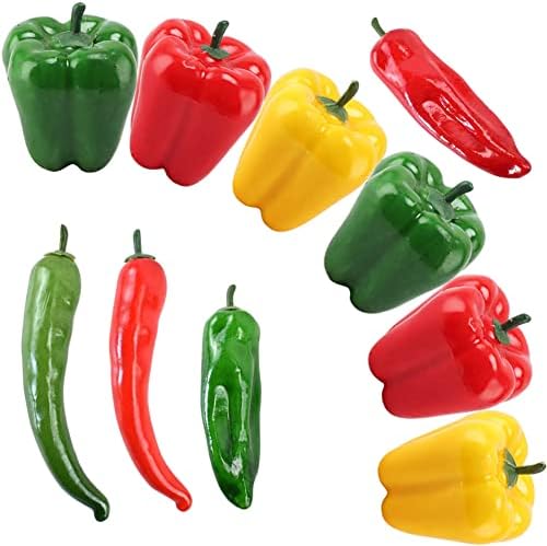 VIOKKO 10Pcs Artificial Bell Peppers and Chili Peppers Set