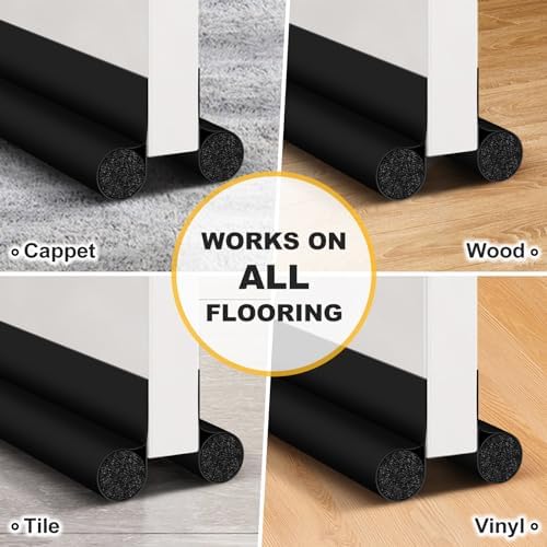 HomeProtect 2 Pack Adjustable Door Draft Stopper Black