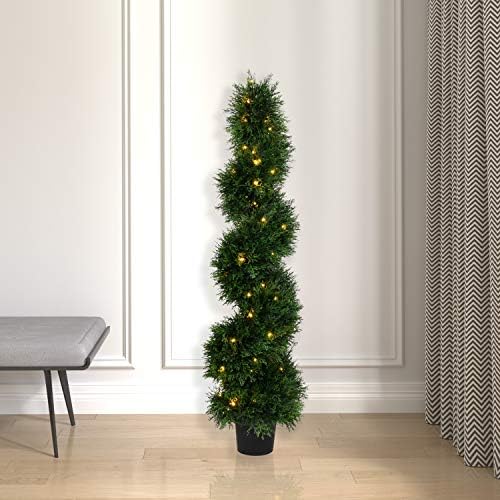 Vickerman Pre-Lit LED Cedar Topiary Spiral Tree 4ft Tall