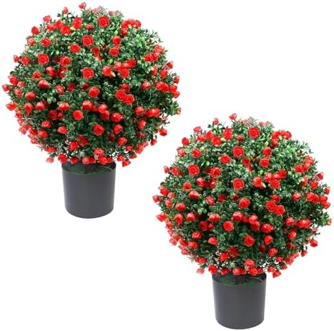 Homegroove 216 Tall Artificial Rose Topiary Set of 2