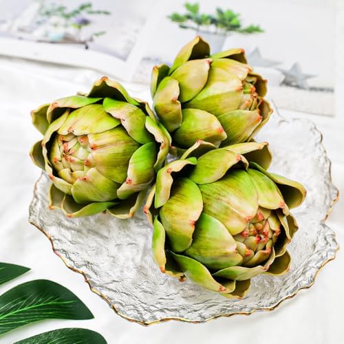 Gresorth 3 Pcs Artificial Artichoke Green Decoration