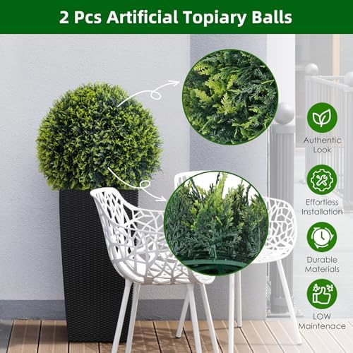 Garvee Artificial Cedar Topiary Balls 2 Pcs 19 Inch
