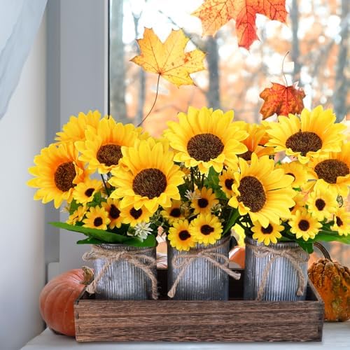 Winlyn 3 Piece Artificial Sunflower Farmhouse Decor Set