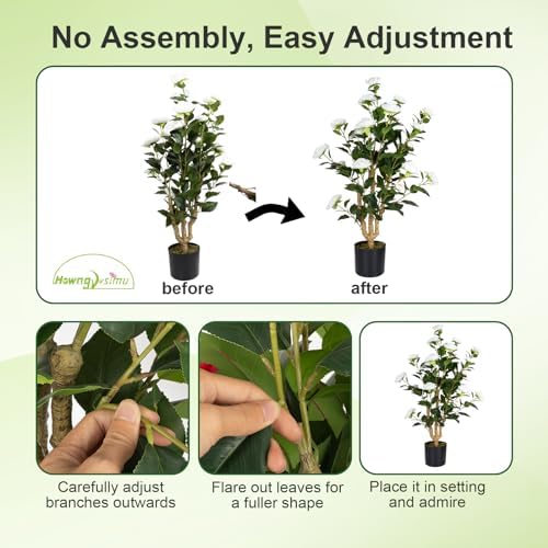 Artificial Camellia Tree 2 Pack with White Flowers