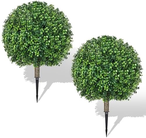 256 Inch Artificial Boxwood Topiary Ball Trees 2 Pack