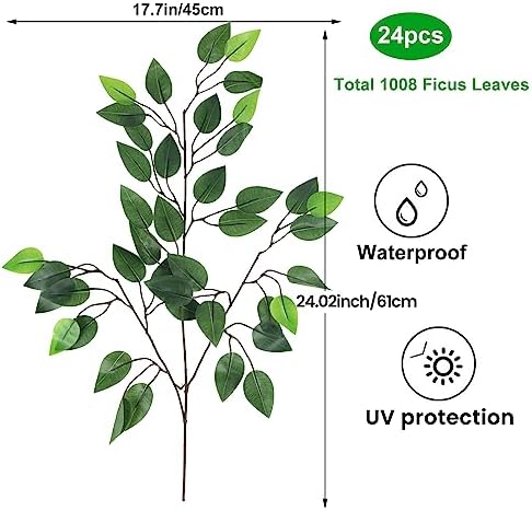 GTIDEA 24PCS Artificial Ficus Branches for DIY Decorations 1