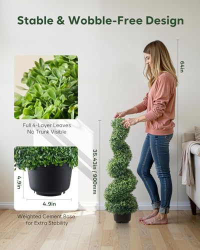 FutureNest Artificial Boxwood Topiary Trees 3ft 2 Piece Set