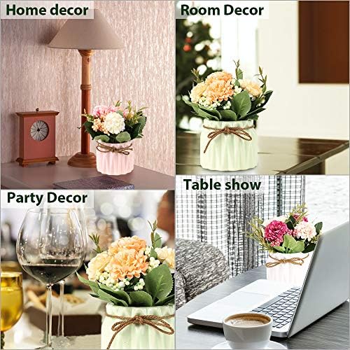 Artificial Hydrangea Bouquet with Blue Ceramic Vase