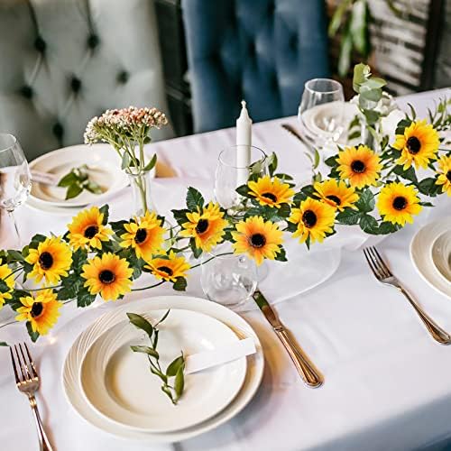 Uieke 10 Pack Artificial Sunflower Garland 7ft