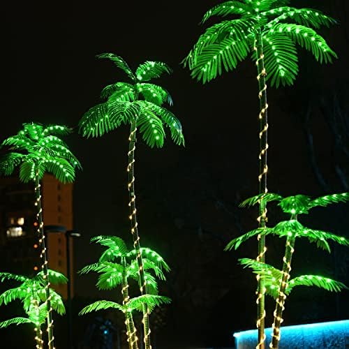 Artificial Palm Tree with 260 LED Lights 7 Feet 3 Trunks