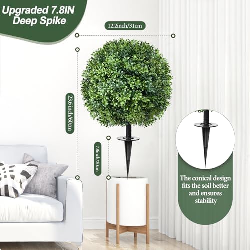 24 Artificial Boxwood Topiary Set of 2 with Ground Spike