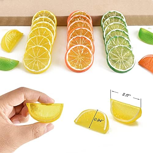 Hagao Fake Lemon Artificial Fruit Wedge 10pcs Yellow Block