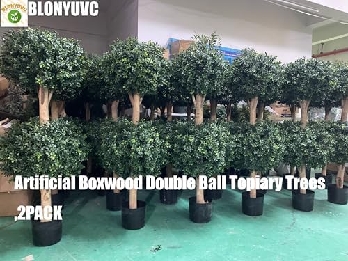 BLONYUVVC Kyesyes 4Ft Artificial Boxwood Topiary Trees 2 Pack