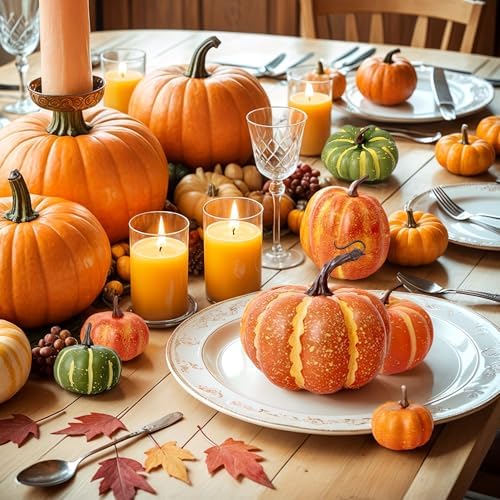 FUTUREPLUSX 38 Piece Artificial Pumpkin Set for Fall Decor