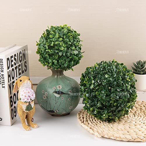 AUEAR Artificial Boxwood Topiary Balls 6 Inch 7 Inch 2 Pack