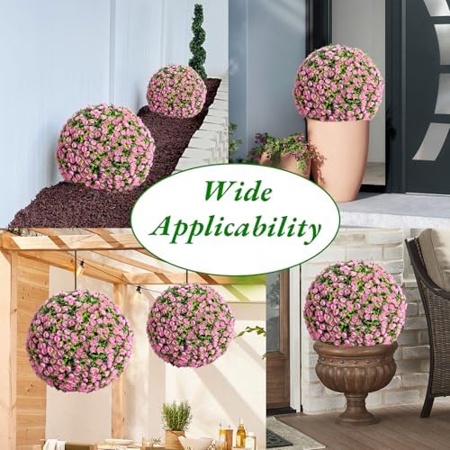 Garvee 177 Inch Artificial Topiary Balls Set of 2 Pink Rose