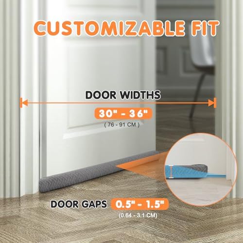 Premium Velvet Under Door Draft Stopper 30-36 Inch Adjustable