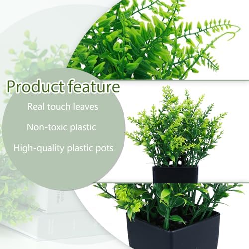 GREENTIME 4 Pack Artificial Eucalyptus Plants in Black Pots