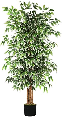 GTIDEA 6ft Artificial Ficus Tree with Natural Trunk