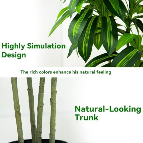 Artificial Dracaena Tree with White Tall Planter