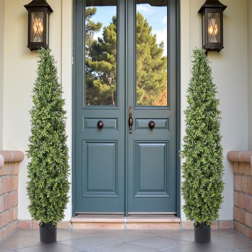 Artificial Boxwood Topiary Tree 5FT Fake Topiary Potted Plant 2Pack