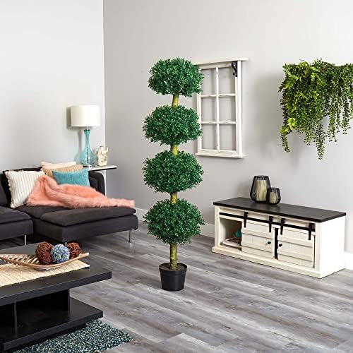 Nearly Natural 6ft Four Tier Boxwood Artificial Topiary Tree