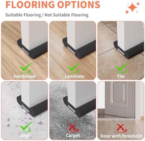 BKSAI Upgraded Door Draft Stopper 28-32in Black