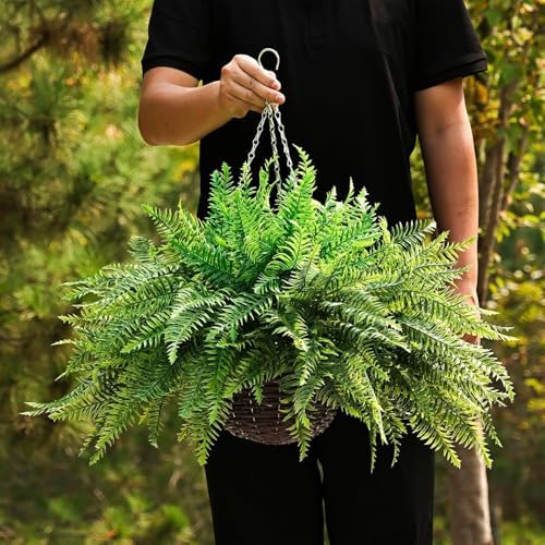 Qianyun Fake Fern Artificial Plants 2-Pack Hanging Decor