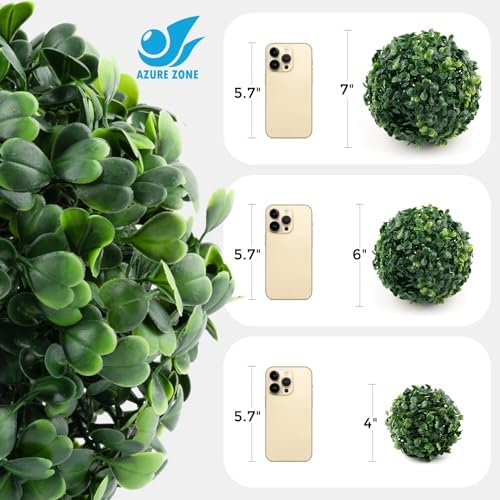 Azure Zone Pack of 6 4 Inch Artificial Boxwood Topiary Plants