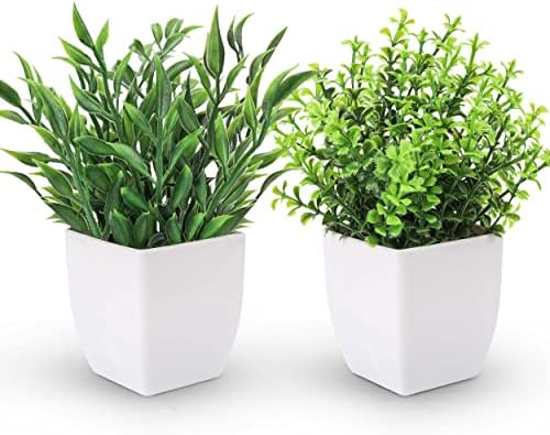 Der Rose 2 Pack Artificial Plants Mini Greenery Potted Decor