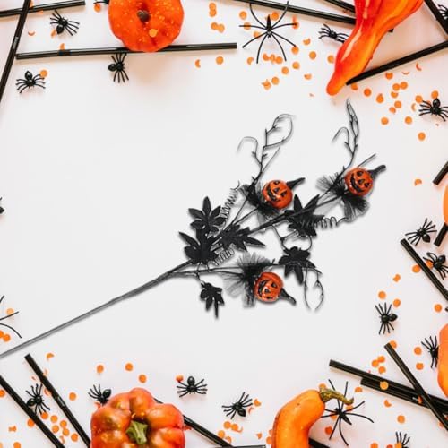 3pcs Artificial Maple Leaf Halloween Black Twigs Decor