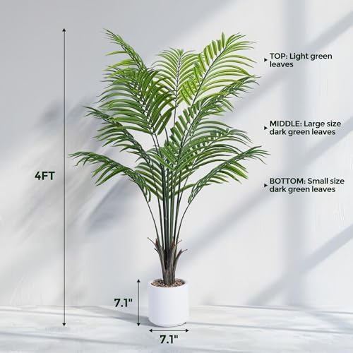 Jocoevol 4FT Artificial Areca Palm Tree with 12 Trunks and Real Bark