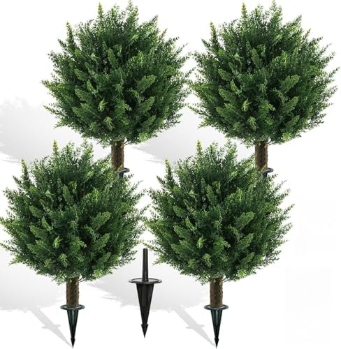 16-Inch Artificial Cypress Topiary Balls 4PCS Natural Decor
