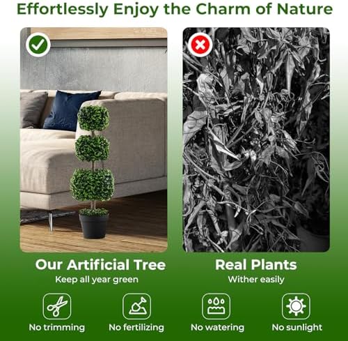 GOFLAME 35 Inch Artificial Boxwood Topiary Tree