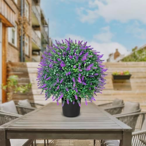 WAYNHUI Artificial Lavender Topiary Ball Trees Set of 2
