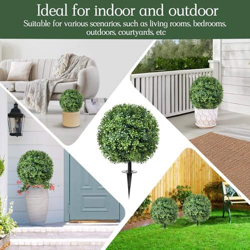 24 Artificial Boxwood Topiary Set of 2 with Ground Spike
