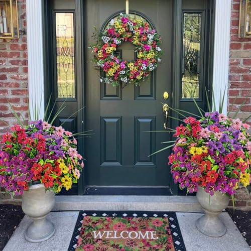 Yastouay 12 Bundles Artificial Flowers for Outdoor Decor