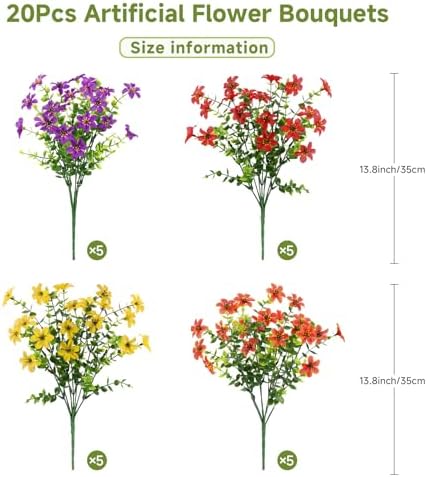 SHareconn Artificial Flowers for Outdoor Spring Decorations